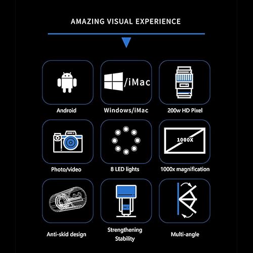 Miniatura 9 de Microscopio digital, cámara plegable de microscopios de bolsillo de mano, microscopio USB de aumento 50X a 1000X para iOS, para