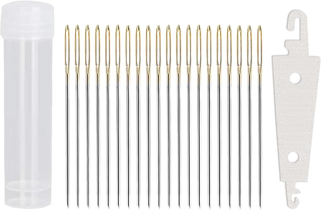 100 PCS Large Eye Blunt Needles Sewing Set, 40mm/1.57inch Stitching Needles Embroidery Needles Hand Sewing Big Eye Needles Knitting Needles Sewing Darning Needles Easy Thread with a Threader for Craft