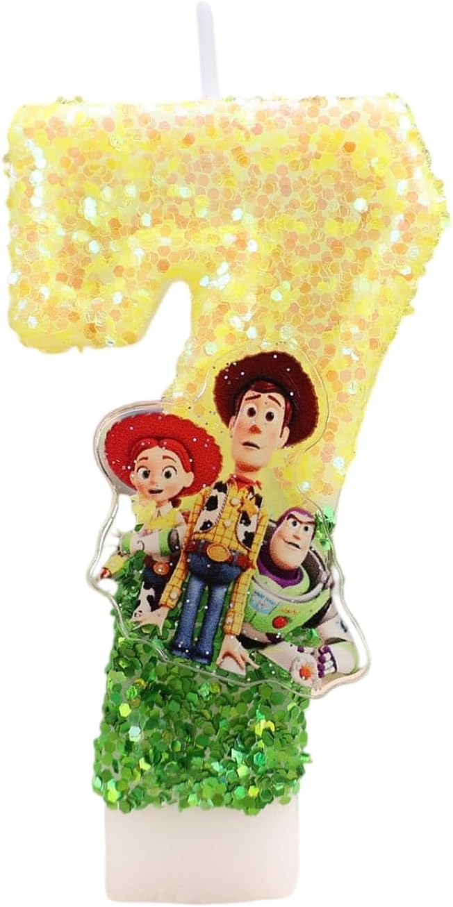 for Toy Theme Story Birthday Number 7 Candles, Cartoon Birthday Cake Decorations, Perfect for Party Supplies