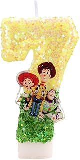 for Toy Theme Story Birthday Number 7 Candles, Cartoon Birthday Cake Decorations, Perfect for Party Supplies
