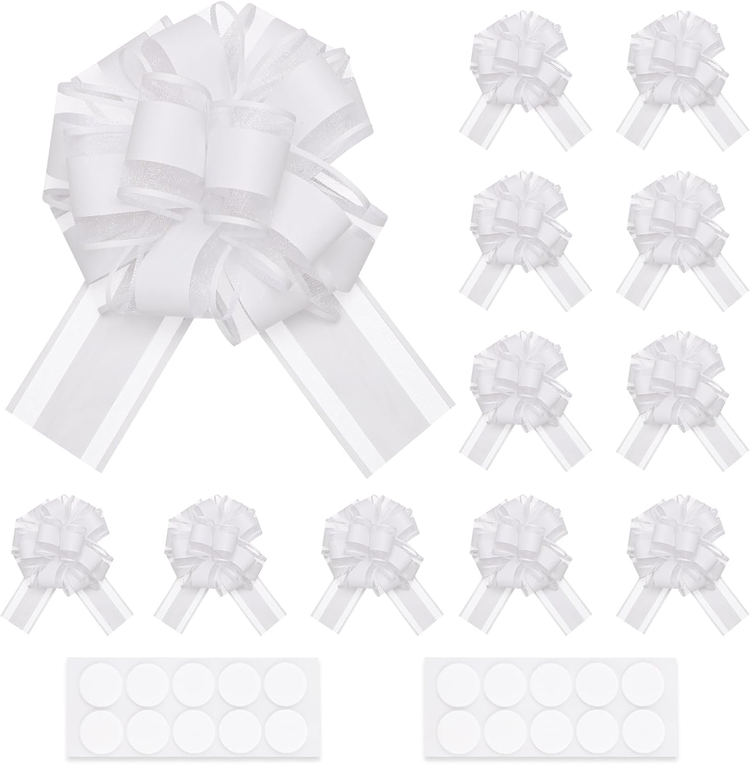 EUSOAR White Bows for Gift Wrapping, 12pcs 6" Organza Present Decoration Large Ribbon Pull Bows, Baskets Flower Gift Box Wrap Bows for Wedding Christmas Birthday Party Valentine Holiday Anniversary