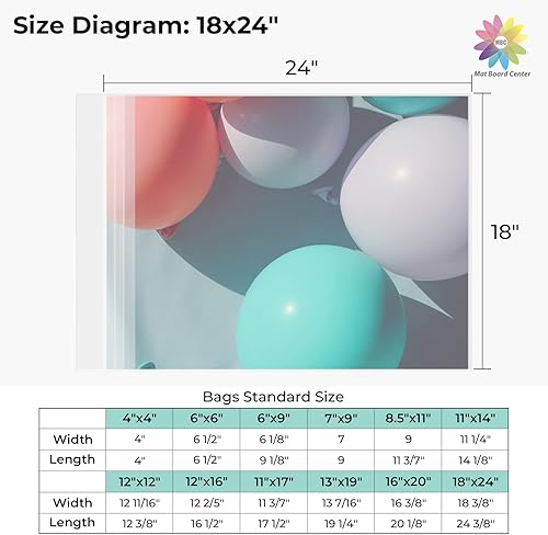 Miniatura 2 de Mat Board Center - Bolsas de almacenamiento de 18 x 24 pulgadas, bolsas de polipropileno resellables con solapa para impresiones artísticas, fotos,