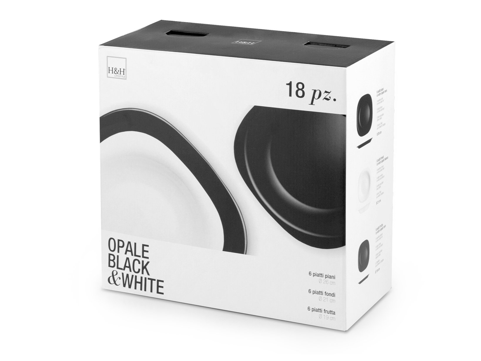 Image secondaire de Service de Vaisselle 18 Pièces Black&White - H&H pour 6 Personnes