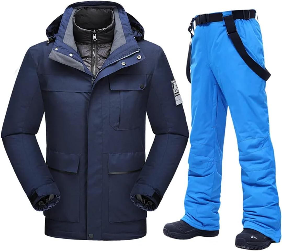 Men Winter Warm Down Liner Snow Ski Suit Windproof Waterproof Mountain Snowboarding Jackets And Trousers