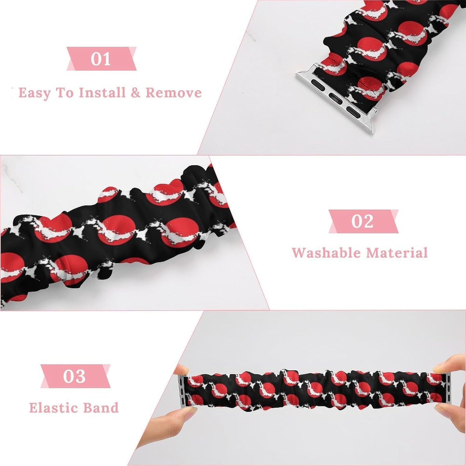 Japan Flag Map Novelty Stretch Bands Compatible with IWatch Replacement Smart Watch Strap image 3