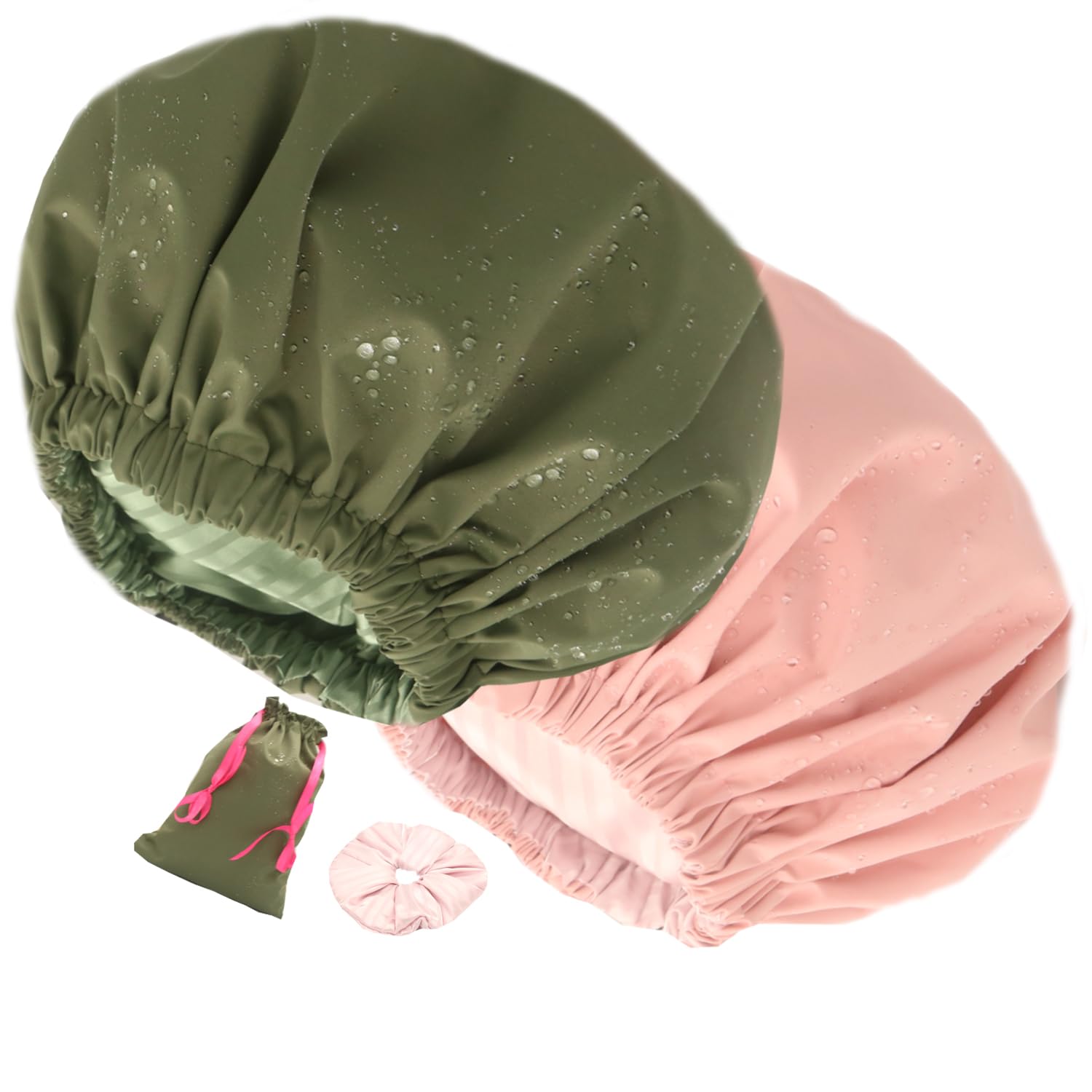 Bonnet de douche doublé satin Genergy étanche et réversible extra large - 14