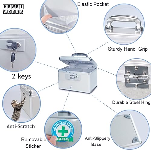 Miniatura 4 de Caja de almacenamiento portátil de primeros auxilios y medicamentos para organizar la colección, mantener el transporte de medicamentos para el