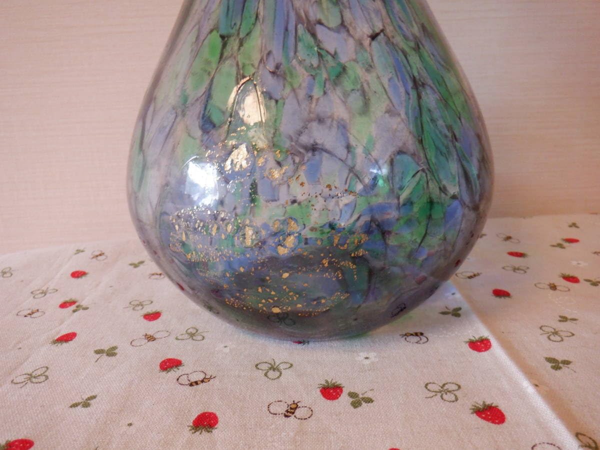 Amazon.co.jp: C5津軽びいどろ 金箔入りガラス花瓶 青森県伝統工芸