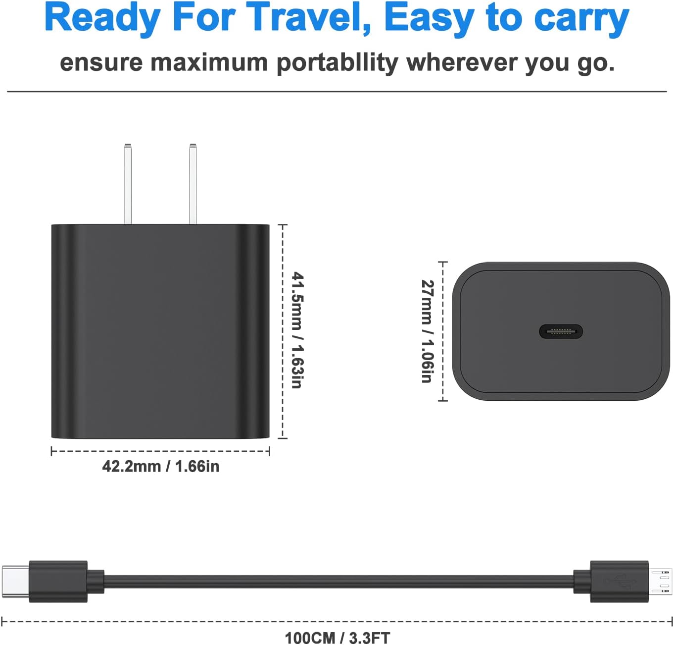 Micro USB Charging Cable for JBL Flip 4, Flip 3,Flip 2, JBL Charge 2+, Charge 3, JBL Pulse 2, Pulse 3, JBL Clip, Clip Plus, JBL Xtreme, JBL Go 2 Bluetooth Speaker Power Adapter Charging Cord image 3