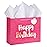 Loveinside Hot Pink Birthday Gift Bag with Tissue Paper and Greeting Card for Birthday, Baby Shower, Party, and More - 13 x 5 x 10, 1 Pcs