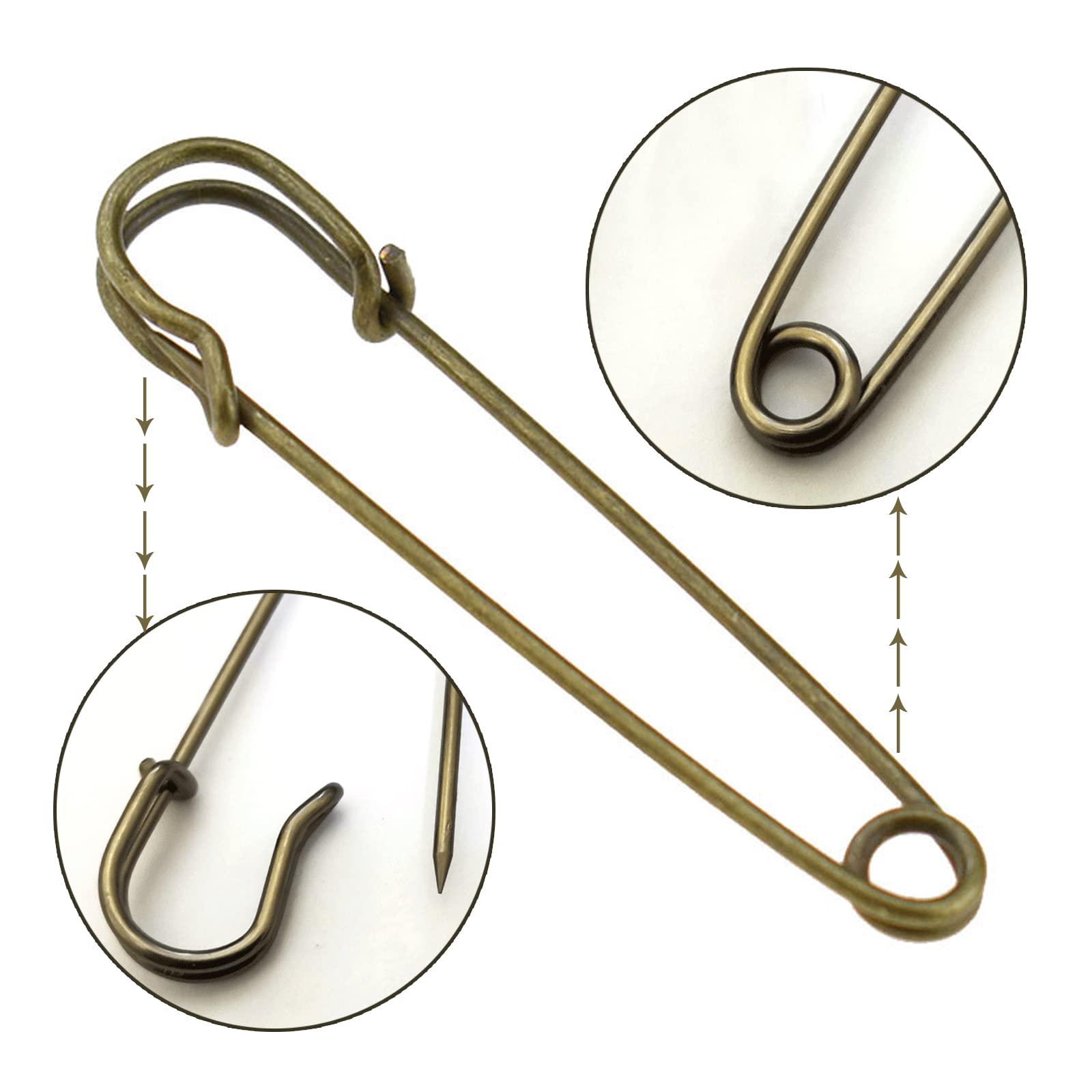 Amazon.co.jp: DanYun 10枚入り 70mm キルトピン カブトピン 特大 安全