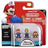NINTENDO Mario Bros Universe Micro Wave 1: Mario, Luigi and Goomba Action Figure, 3-Pack