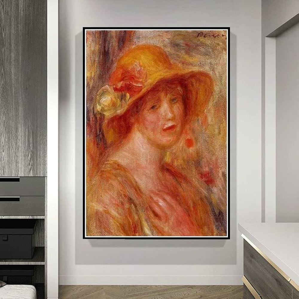 オレンジの帽子の女性の油彩 オレンジの帽子の女性の油彩