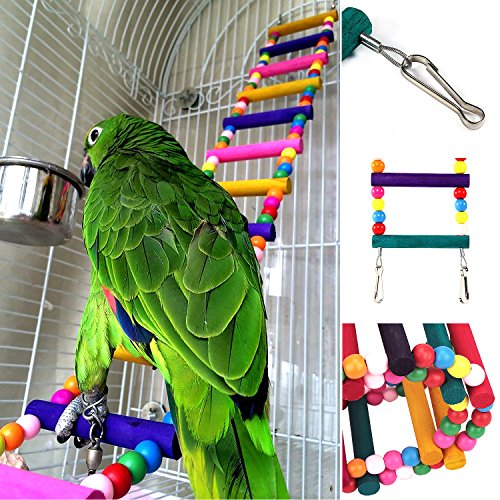 image for CoCogo Bird Parrot Toys Ladders Swing Chewing Toys Hanging Pet Bird Ca