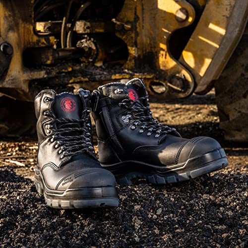 Image of ROCKROOSTER Work Boots for Men,7 inch,Steel Toe,Side Zipper, Oiled Leather Shoes,Static Control,Breathable,Quick Dry(AK232Z-245Z)