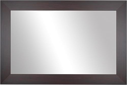 Frame My Mirror Espejo de pared enmarcado, espejo de nogal oscuro de 36 x 36 pulgadas, ideal para baño, decoración de pared, dormitorio y sala de