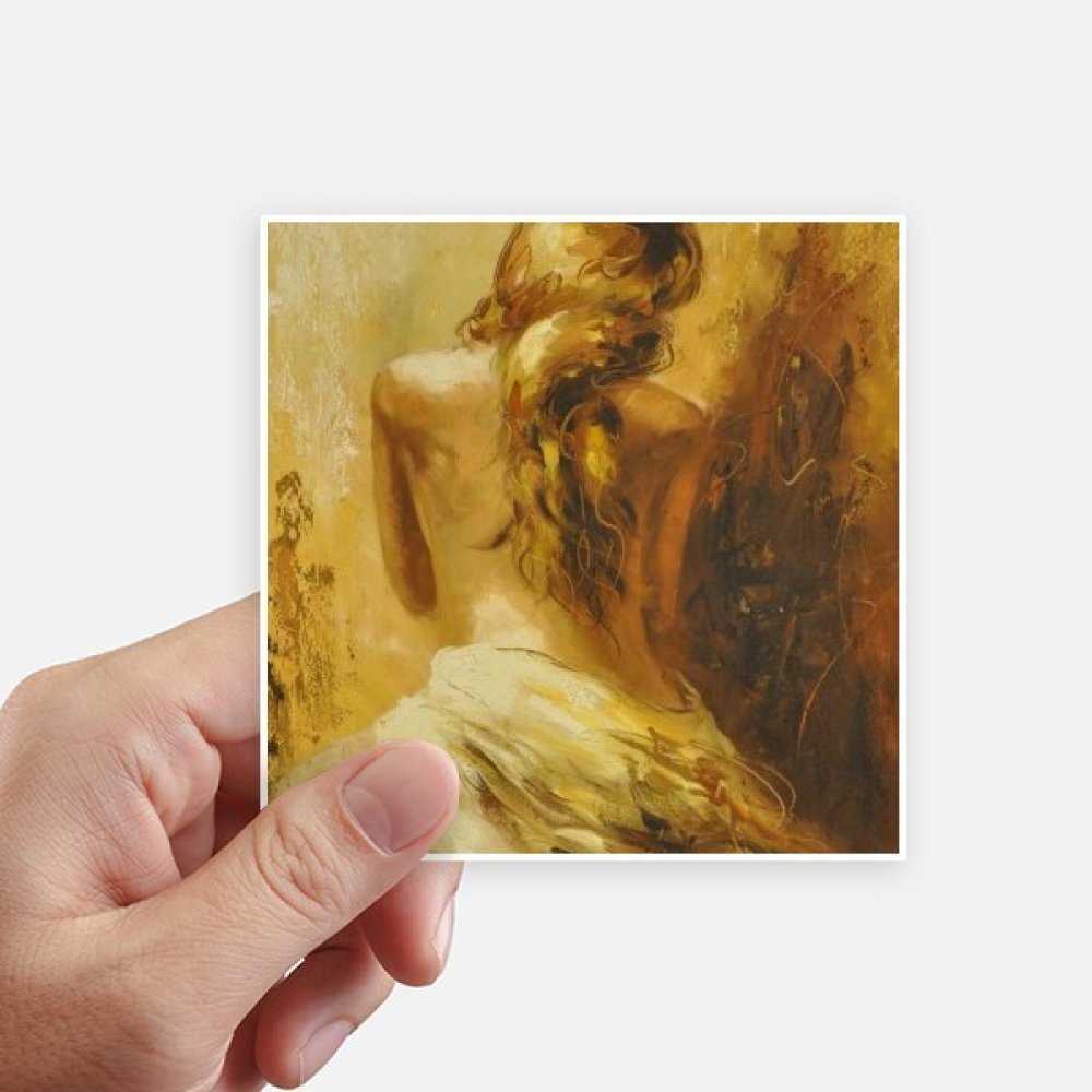 Decal carré 10cm jolie fille blonde motif multicolore pour mur