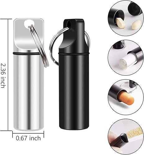 Miniatura 2 de Paquete de 2 llaveros pequeños para pastilleros de bolsillo, mini organizador de pastilleros de aleación de aluminio portátil para bolso, pastillero