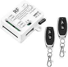 433 MHz RF Wireless Remote Switch Receiver Relay 2 Channel AC 220 V 230 V 240 V with 2 Remote Controls for Garage Door Roller Shutter Lights Pumps