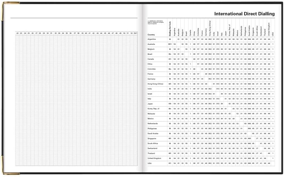 Letts of London® 2026 Roma Weekly Planner, 12 Months, January to December, Italian Leather, Quarto Size, 10.25" x 8.25", English, Black (C33YIBK-26)