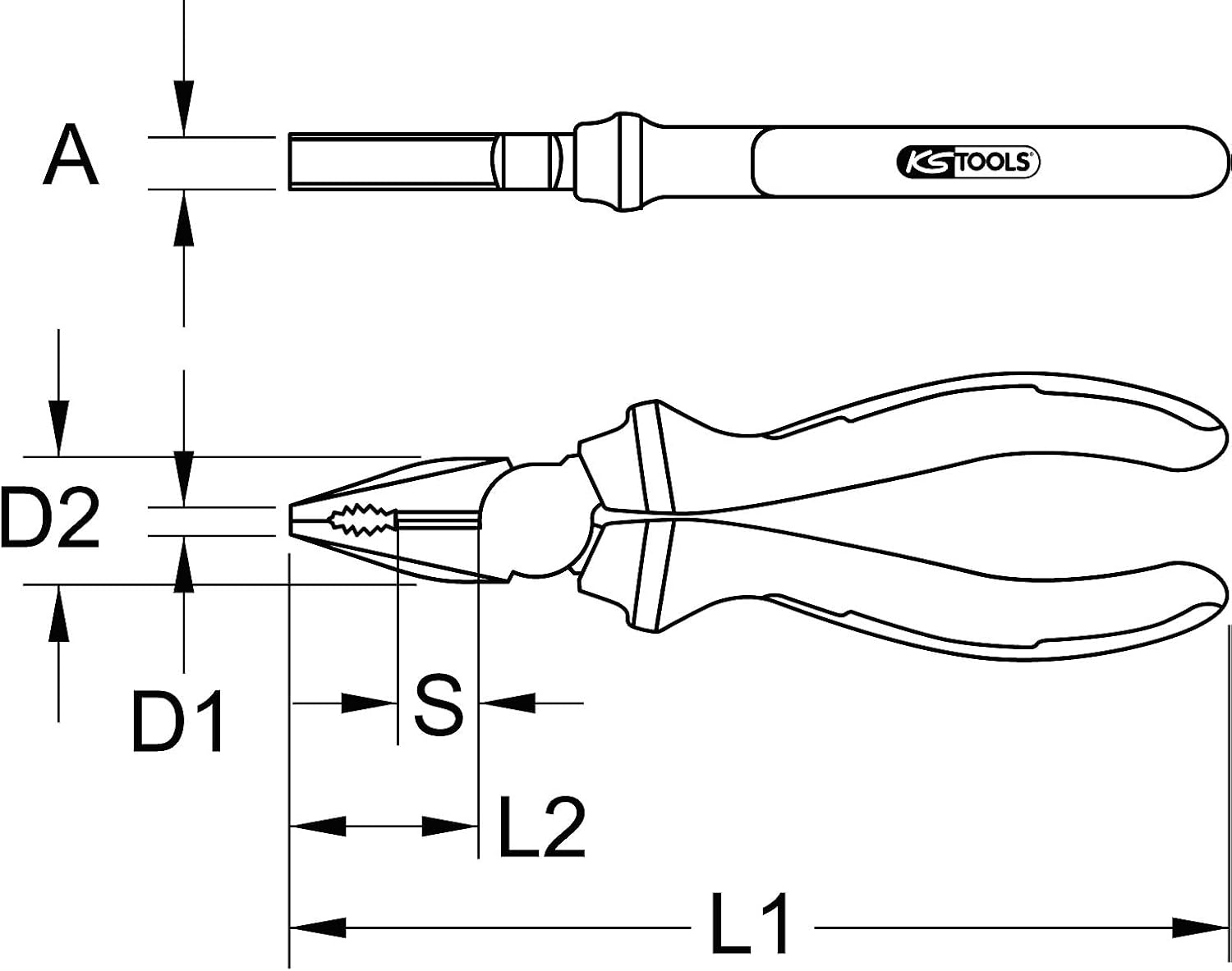 KS TOOLS 115.1320 Combination Pliers, 165mm, one Size, Clear