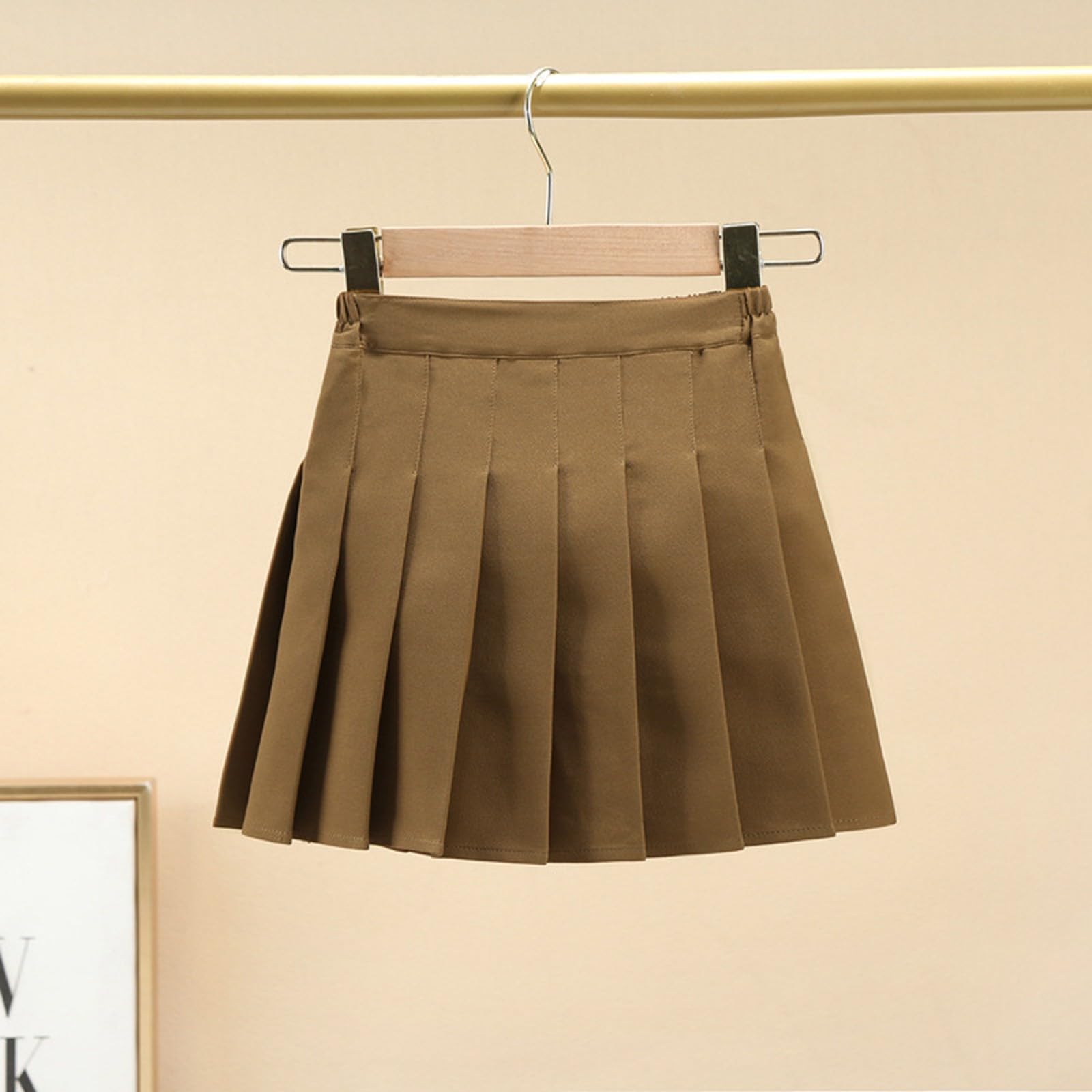 Générique Filles été Mode Taille Tennis plissé Jupe Mince décontracté Mini Taille Jupe Mode Jupe Haute (Coffee, 9-10 Years)