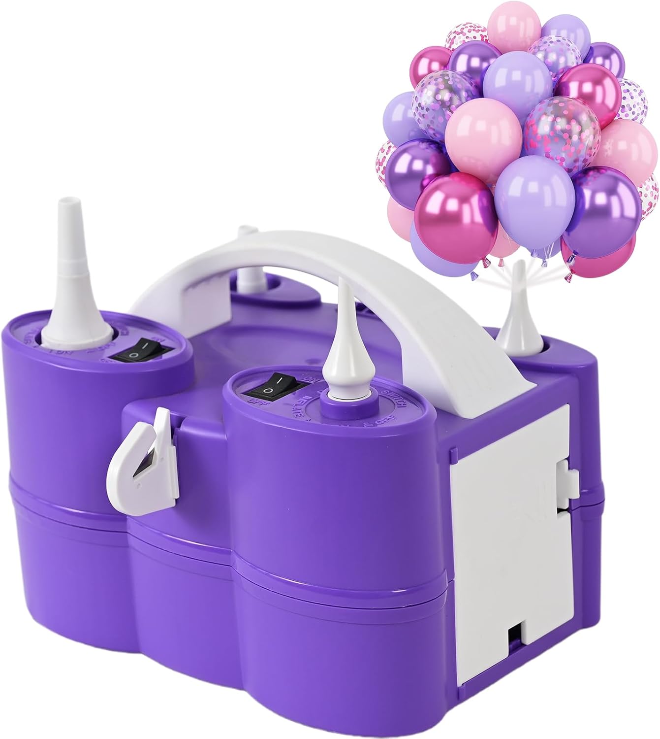 Purple Pink Balloon with Air Pump Electric Set, 3-in-1 Air Pump for Inflatables and Balloon Portable Balloon for Latex 260q Foil Balloon AC 110V Inflator Deflator for Pool Floats Air Mattress