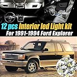 12Pc Super White 6000k Car Interior LED Light Bulb Kit Pack Compatible for 1991-1994 Ford Explorer