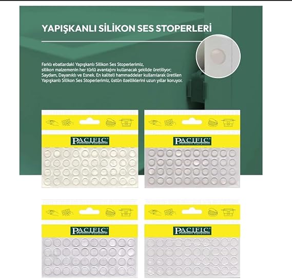 Pacific Yapışkanlı Silikon Ses Stoperi, Dolap çekmece ses azaltıcı tampon, (9mm)