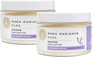 Shea Radiance Whipped Shea Butter w/Colloidal Oatmeal - Blended w/Skin-Soothing Oatmeal & Moisturizing Rice Bran Oil | Lavender Bliss 7 oz (Pack of 2)