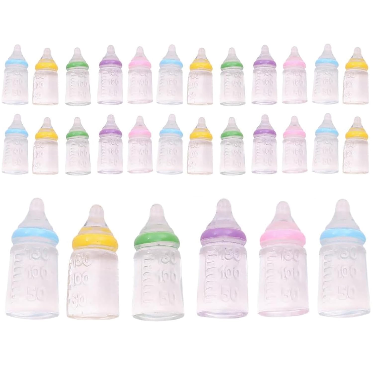 30 Pcs Baby Doll Bottles, Colorful Mini Plastic Bottles, Compact and Lightweight Toy Bottle, Novelty, Multipurpose Small Candy Jar for Baptism, Crafts