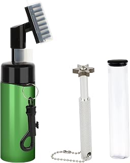 Golf Club Cleaning Brush Set - Retractable Golf Club Brush with 5 Ounces of Water, Nylon Bristles and 6 Heads Golf Club Groove Sharpener Fits on Any Golf Irons(Green)
