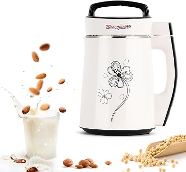 Moongiantgo Automatic Soy Milk Maker 37.2oz 1100ml, 8 in 1 Nut Milk Maker with Self-Cleaning/Boil Water/Recipe, Homemade Almond Milk Machine, Plant Based Milk, Juice Beverages Maker, 110V