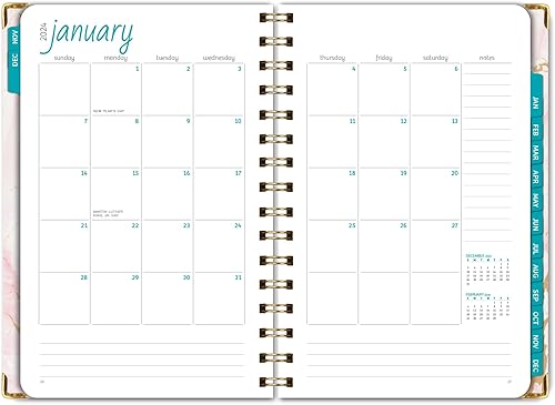 Miniatura 5 de Agenda 2024 de tapa dura (noviembre de 2023 a diciembre de 2024) agenda diaria, semanal, mensual y anual, de 5.5 x 8 pulgadas, marcapáginas, carpeta