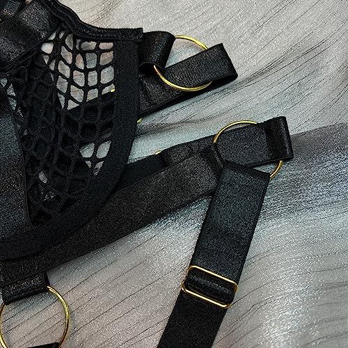 Lingerie érotique résille extensible et sangle métal ajustable