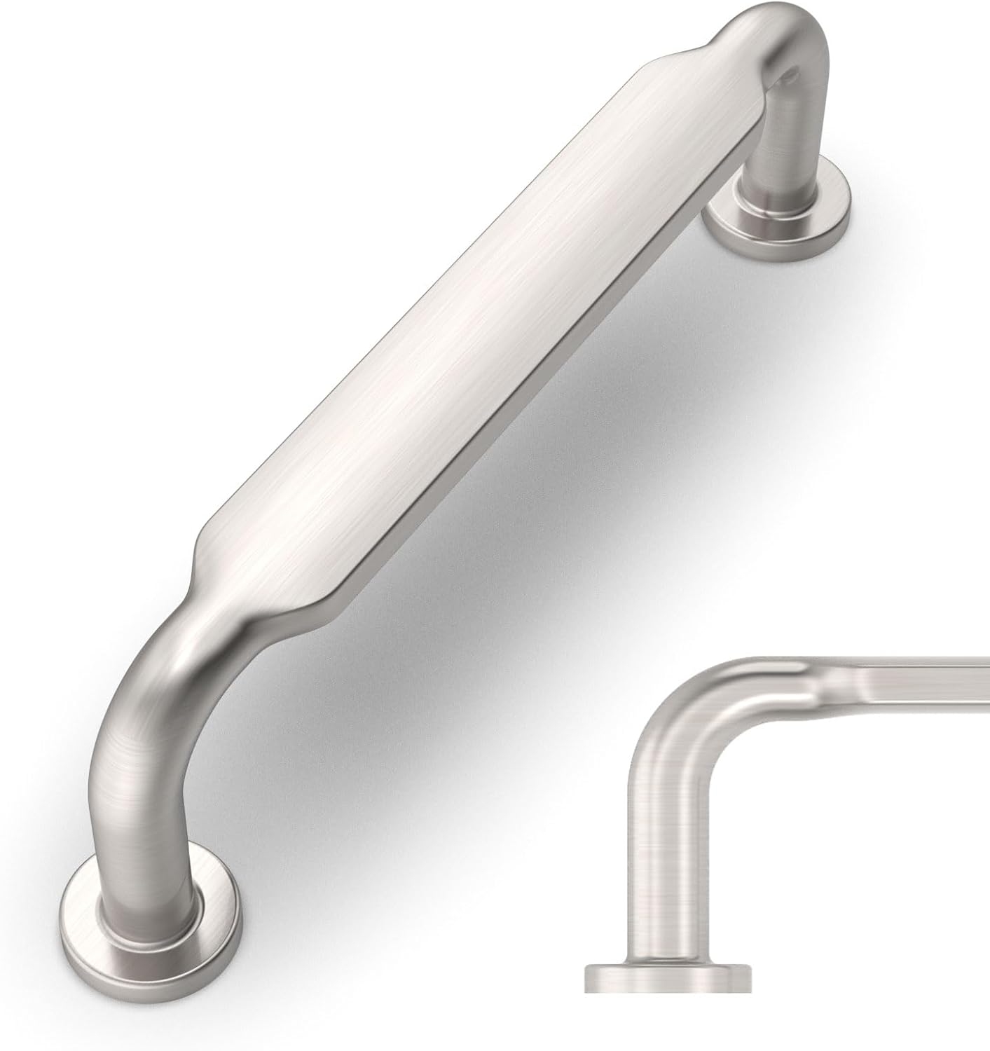 Amerdeco 10 Pack Brushed Satin Nickel Cabinet Pulls 3-3/4 Inch(96mm) Hole Centers Kitchen Cabinet Handles Solid Zinc Alloy Cabinet Hardware Drawer Pulls AM017