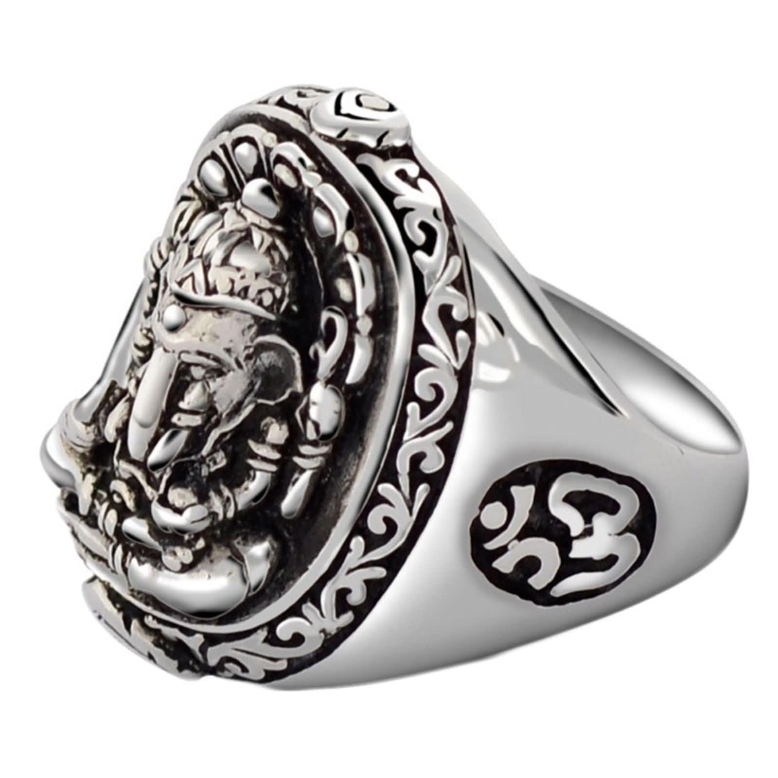 Anello con Incisione Anello Uomo Fidanzamento,Anelli Argento Uomo 925 Buddista Vintage Anello Fidanzamento Argento
