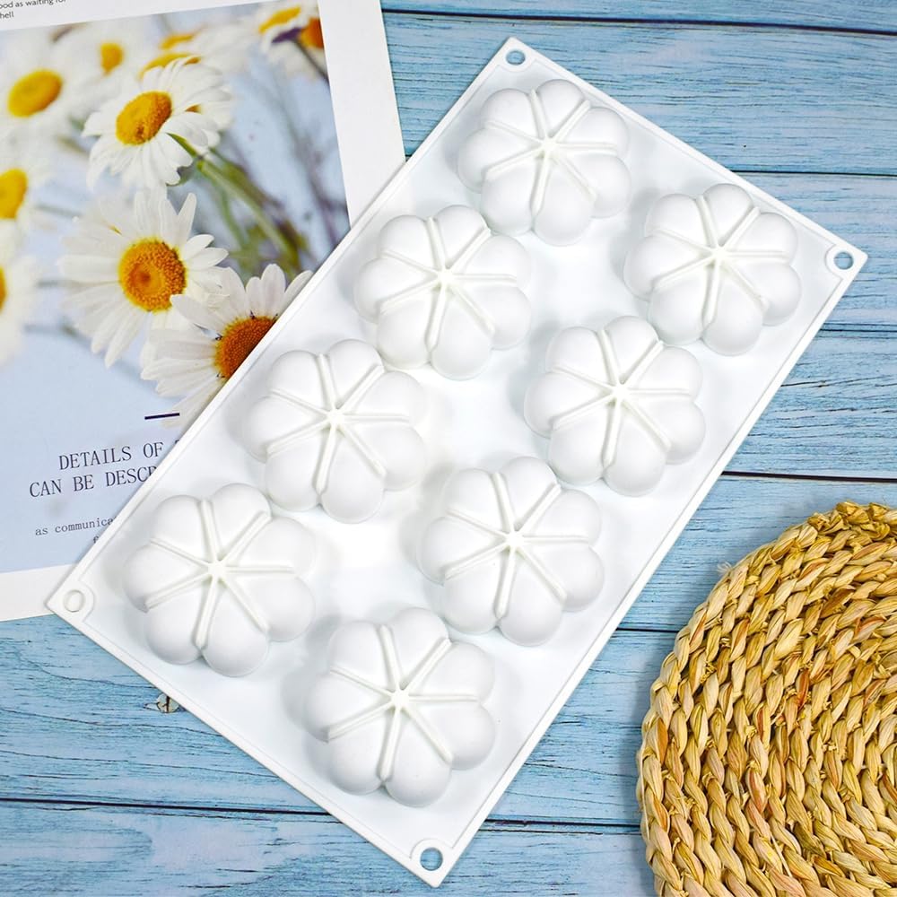 Flower Donut Silicone Mold Fondant Cake Mold DIY Chocolate Baking Tools Cake Decoration Accessories Bakeware (Flower A_11.8 x6.88 x0.8inch)