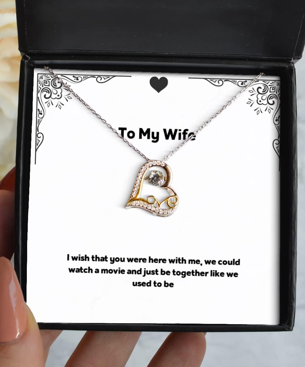 I Wish That You were here with me, we Could Watch a Movie Love Dancing Necklace, Wife Present from Husband, Inspirational Jewelry for Wife
