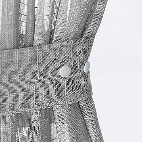 Jinchan Linen French Door Curtain With Open Weave Semi-Sheer Door Curtain 72 Inches Long Drape Rod Pocket 1 Panel Curtain Light-Filtering Privacy Window Decor 1 Tieback Included Gray #TOP1