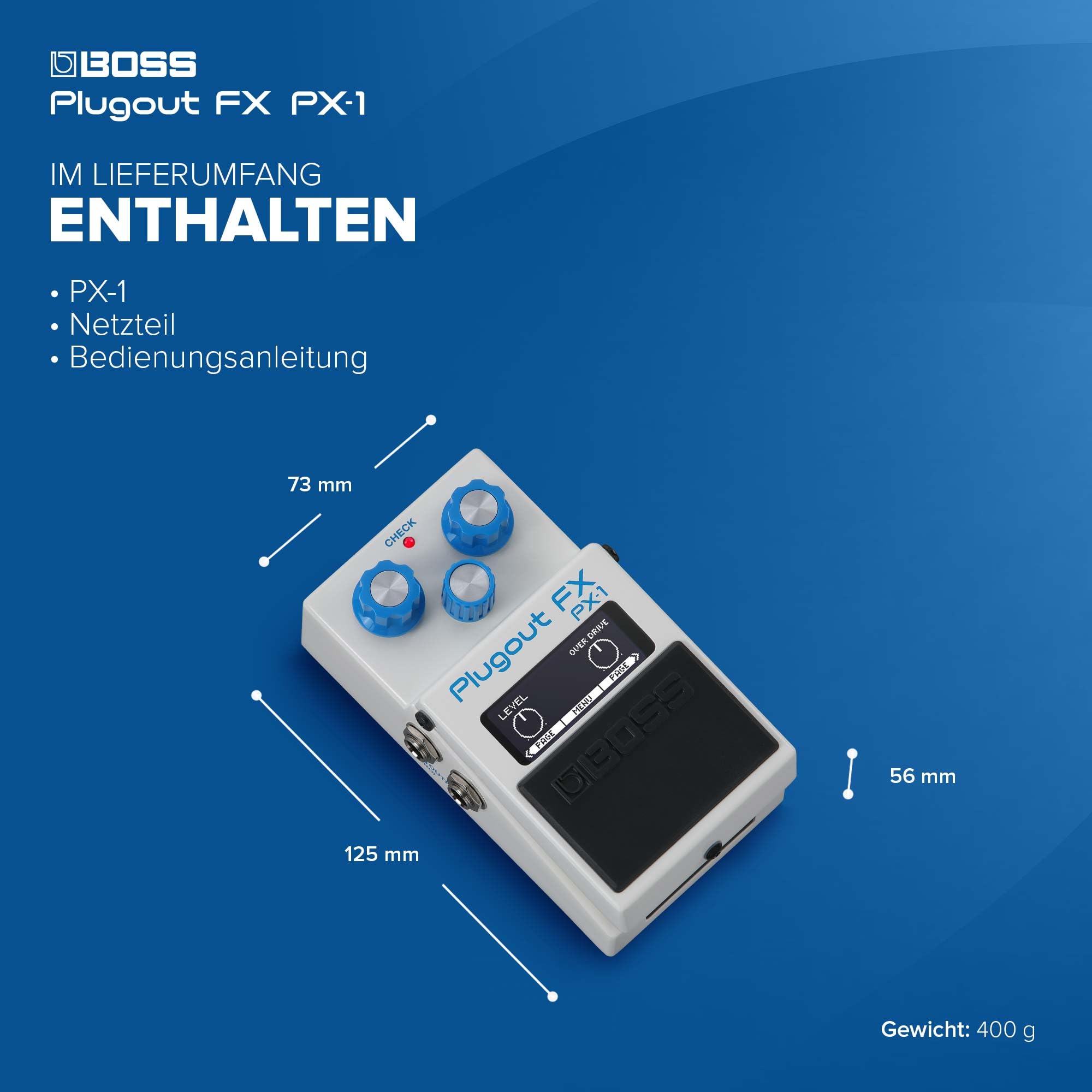 BOSS PX-1 Plugout FX | Innovative, flexible Hardware-Plattform | Bis zu 16 legendäre BOSS Effekte in einem kompakten Pedal | Authentischer Sound & realistische Ansprache