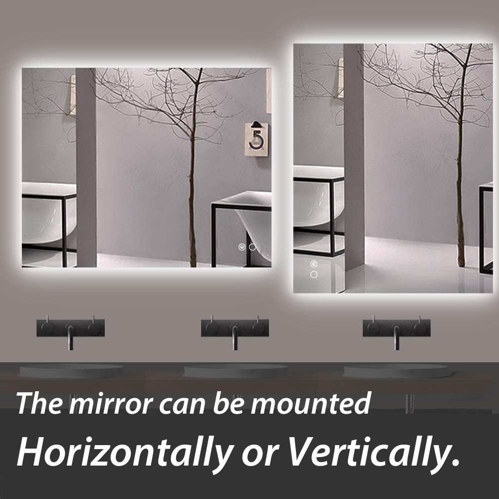 Chеареѕt 🛒 Keonjinn 40 x 32 Inch LED Backlit Mirror Bathroom Vanity Mirror with Lights 3-Color Warm/Natural/White High Lumens 6418LM, Anti-Fog Wall Mounted Dimmable Lighted Makeup Mirror(Vertical/Horizontal)