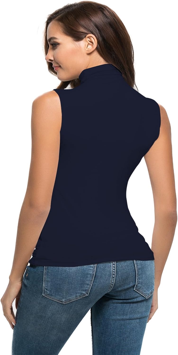 Nasperee Women Sleeveless/Long Sleeve Mock Turtleneck Tank Tops Slim Fit Stretchy Layer Tee Shirts - Image 4
