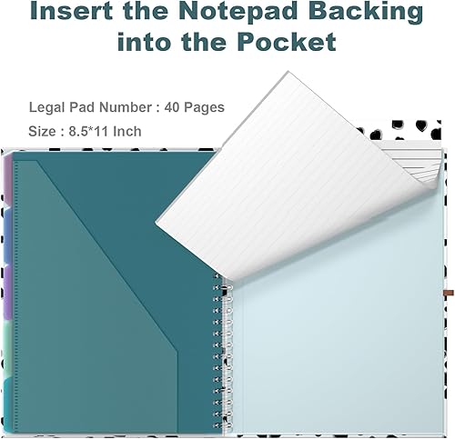 Miniatura 40 de Hongri Clipboard Folio with Refillable Lined Notepad, 8.5 x 11 Folders with Storage 10 Pockets, Spiral Portfolio, Size 12.8x 9.7 in, Office & School