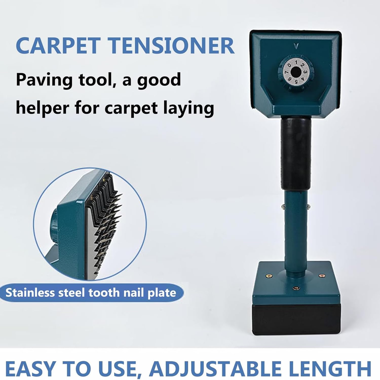 Outil professionnel d'installation de tapis, longueur d'engrenage réglable et poignée rétractable pour une pose efficace de tapis
