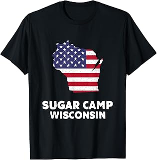 Distressed Patriotic USA Flag Sugar Camp, Wisconsin Women Men T-Shirt