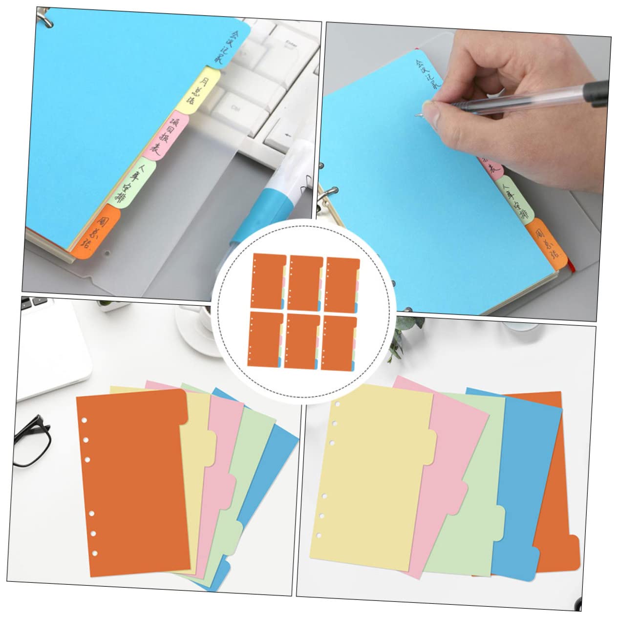 MAGICLULU 90pezzi Divisori Colorati Per Raccoglitori Facili Da Usare Per Quaderni e Planner Perfetti Per Scuola e Ufficio