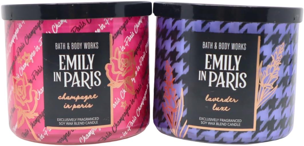 Bath & Body WorksEmily in Paris Collections Champagne in Paris & Lavender Luxe 3-Wick Scented Candle - 2pc Bundle 14.5oz Each - Limited Edition