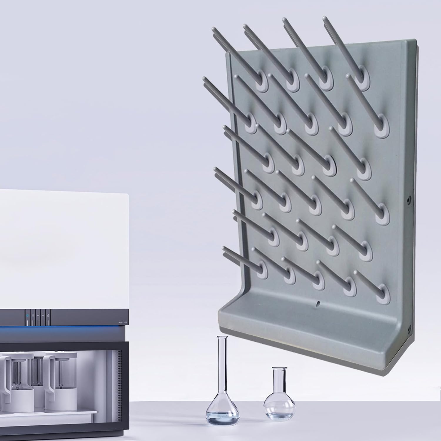 Lab Drying Rack 2 Pack 27 Pegs Laboratory Glassware Rack PP Drying Rack Wall-Mount Bottle Drying Rack Desk Top Draining Rack Lab Supply Drying Rack Cleaning Equipment for School Lab Utensil