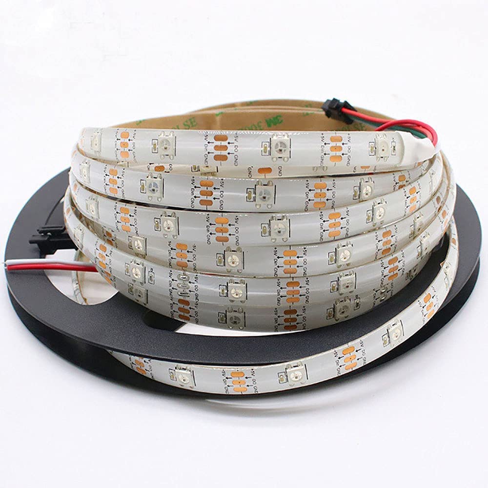 WS2812B individualmente direccionable inteligente RGB LED tira de luz IP65 impermeable flexible sueño color 32.8FT 10M luz SP105E Bluetooth LED controlador DC5V 12A LED transformador KIT